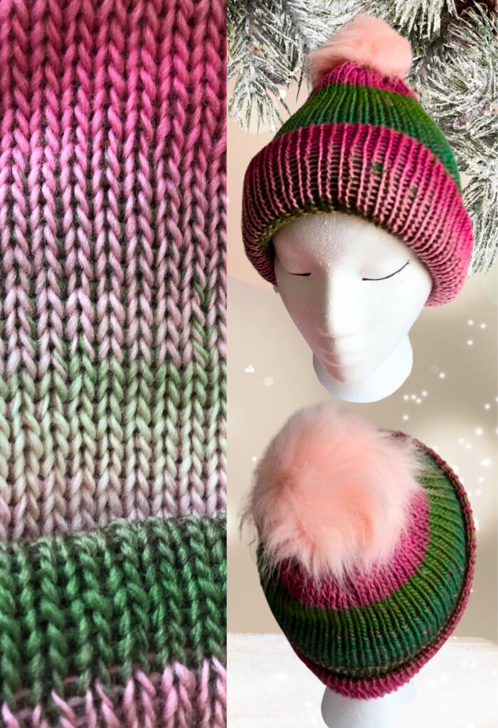 Ombre Beanie Pink to green shades