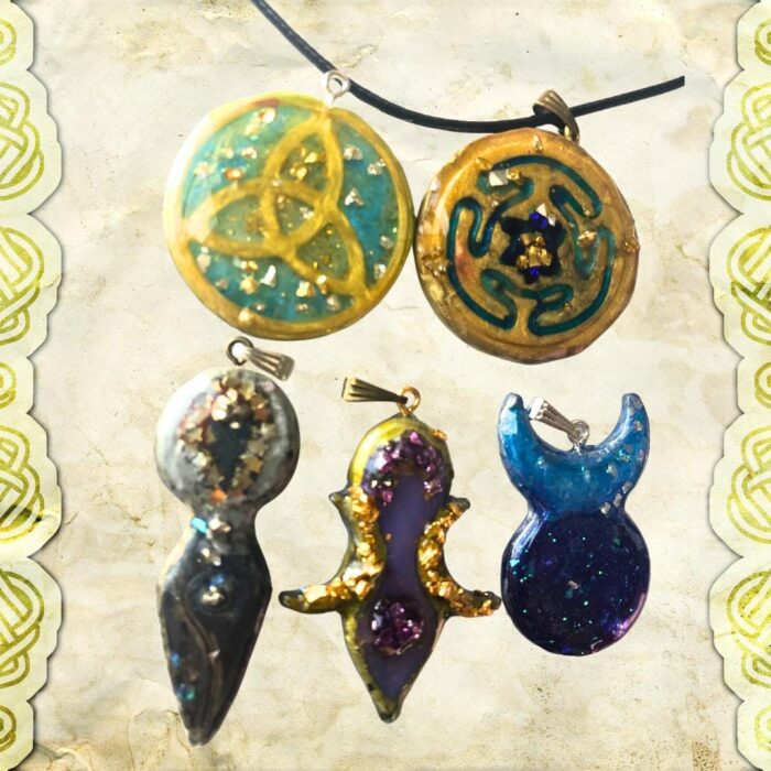 Handcrafted Celtic and Pagan Symbol Pendants - Fertility Goddess, Hecate Wheel, Celtic Knot Charms
