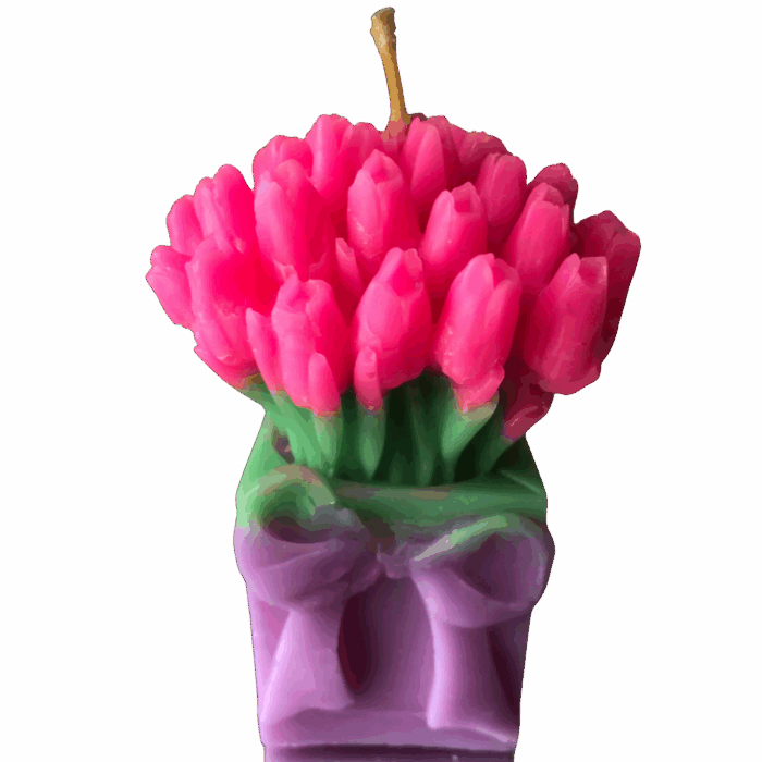 Elegant Tulip Bunch Pillar Candle Gift Set - Perfect for Summer Celebrations & Birthday Surprises